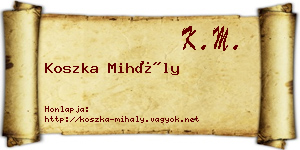 Koszka Mihály névjegykártya